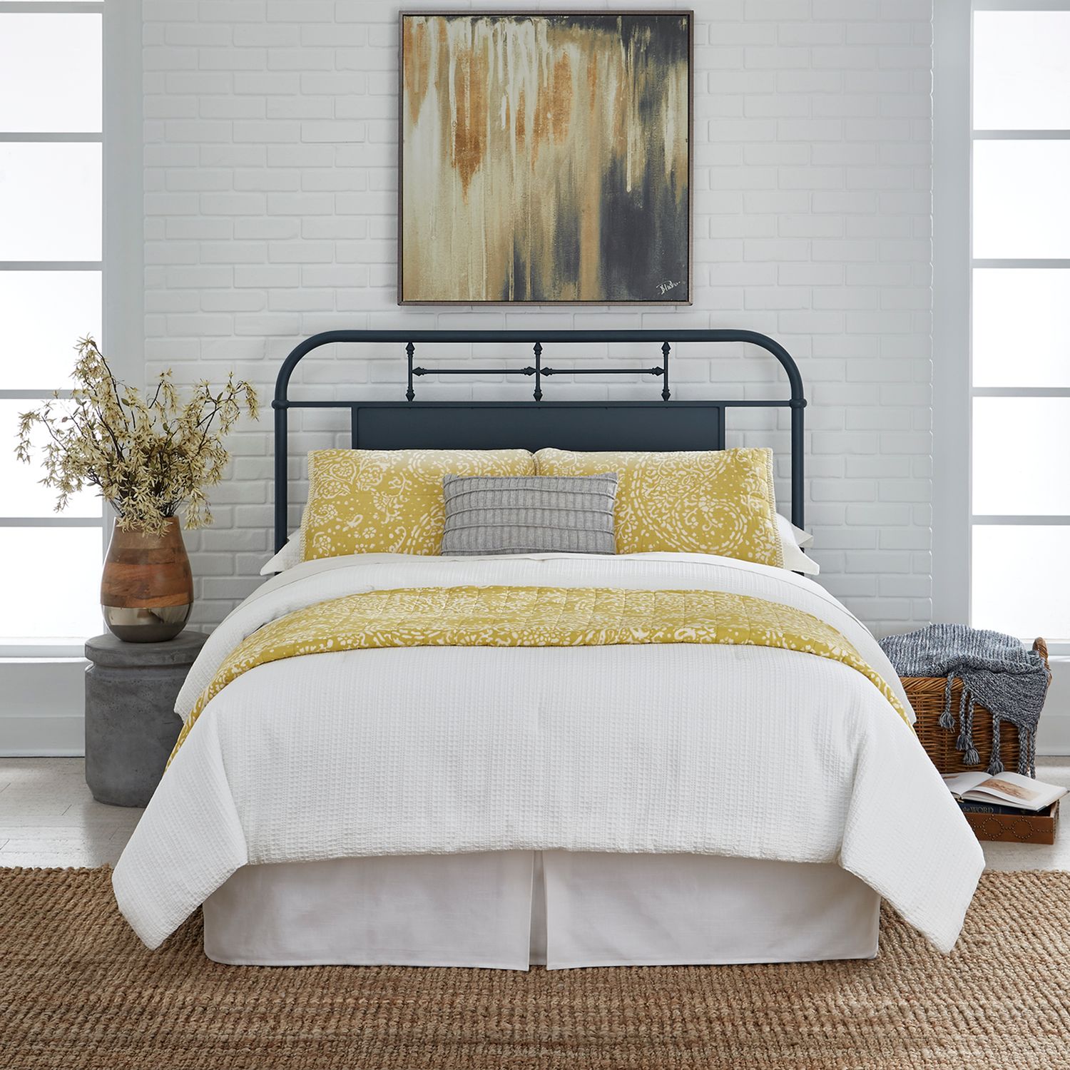 Lee Queen Navy Metal Headboard