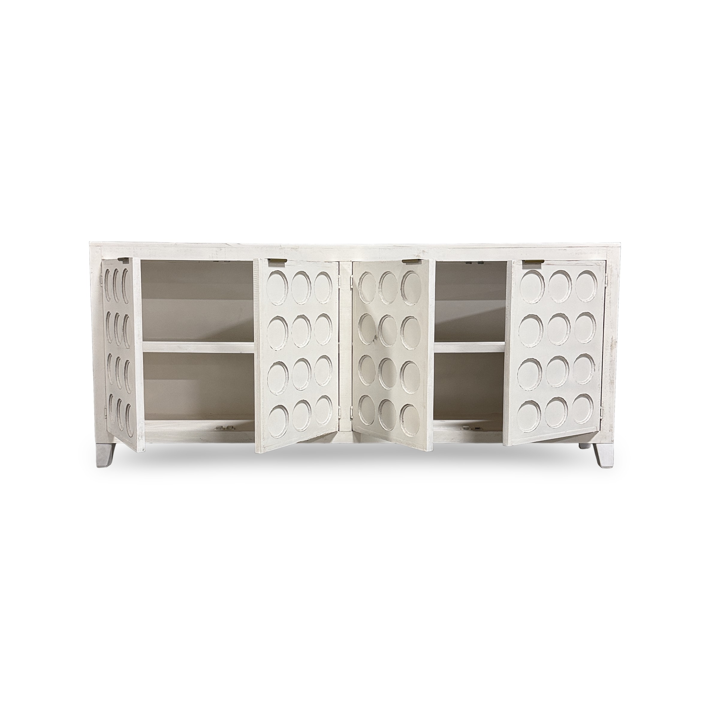 2050004-SW White buffet cabinet with open circular design