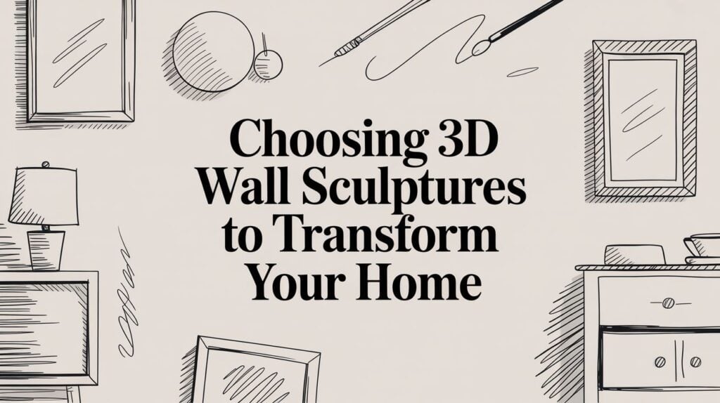 Illustrated interior design elements with text