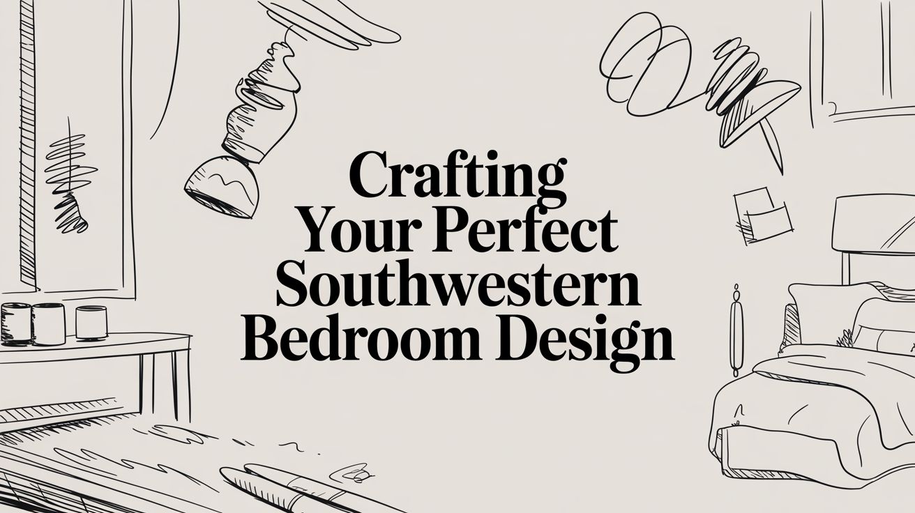 Southwestern bedroom design illustration