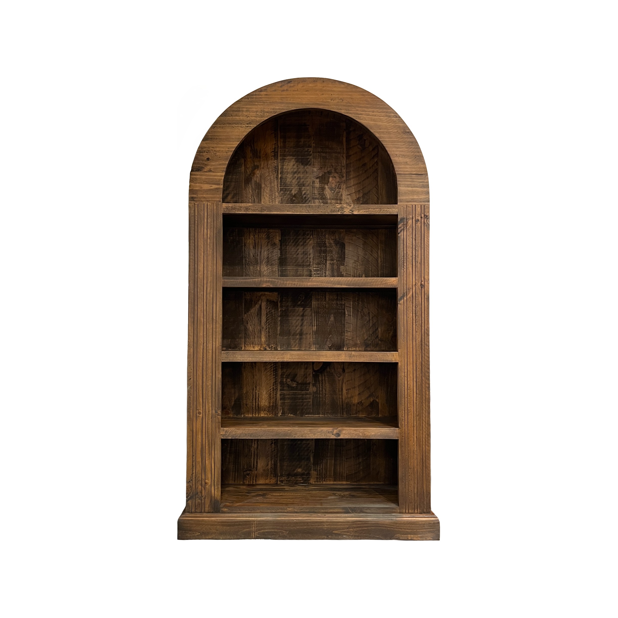 5060003-SB-3 Rustic wooden arched bookshelf with five shelves