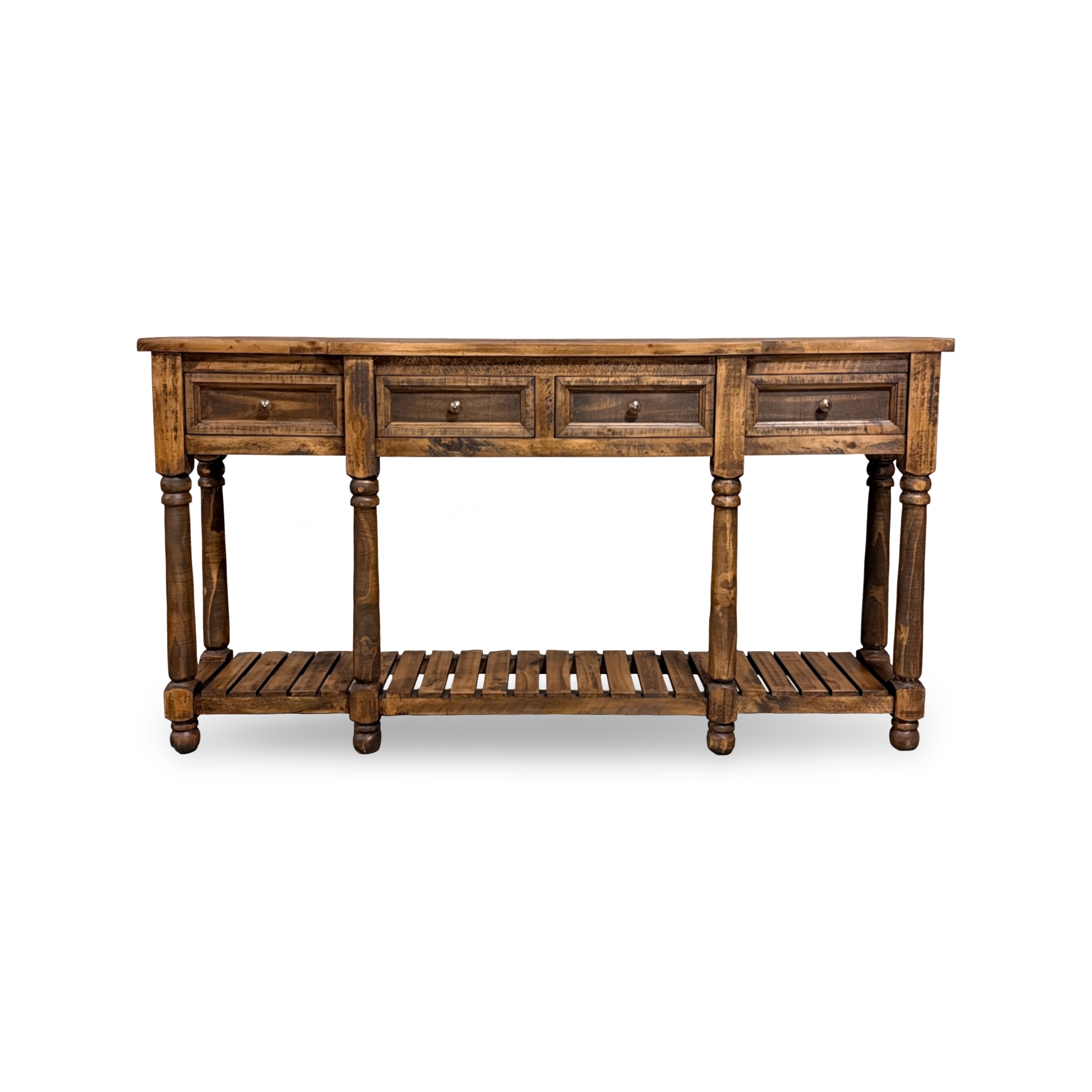 CN08-RI-SB-1 Rustic wooden console table with four drawers