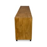 Long rectangular wooden cabinet on white background
