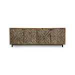 Geometric wood sideboard with chevron patterned doors