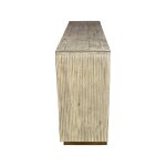 Tall rustic wooden pedestal with fluted sides