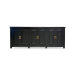 Black paneled sideboard with brass loop handles