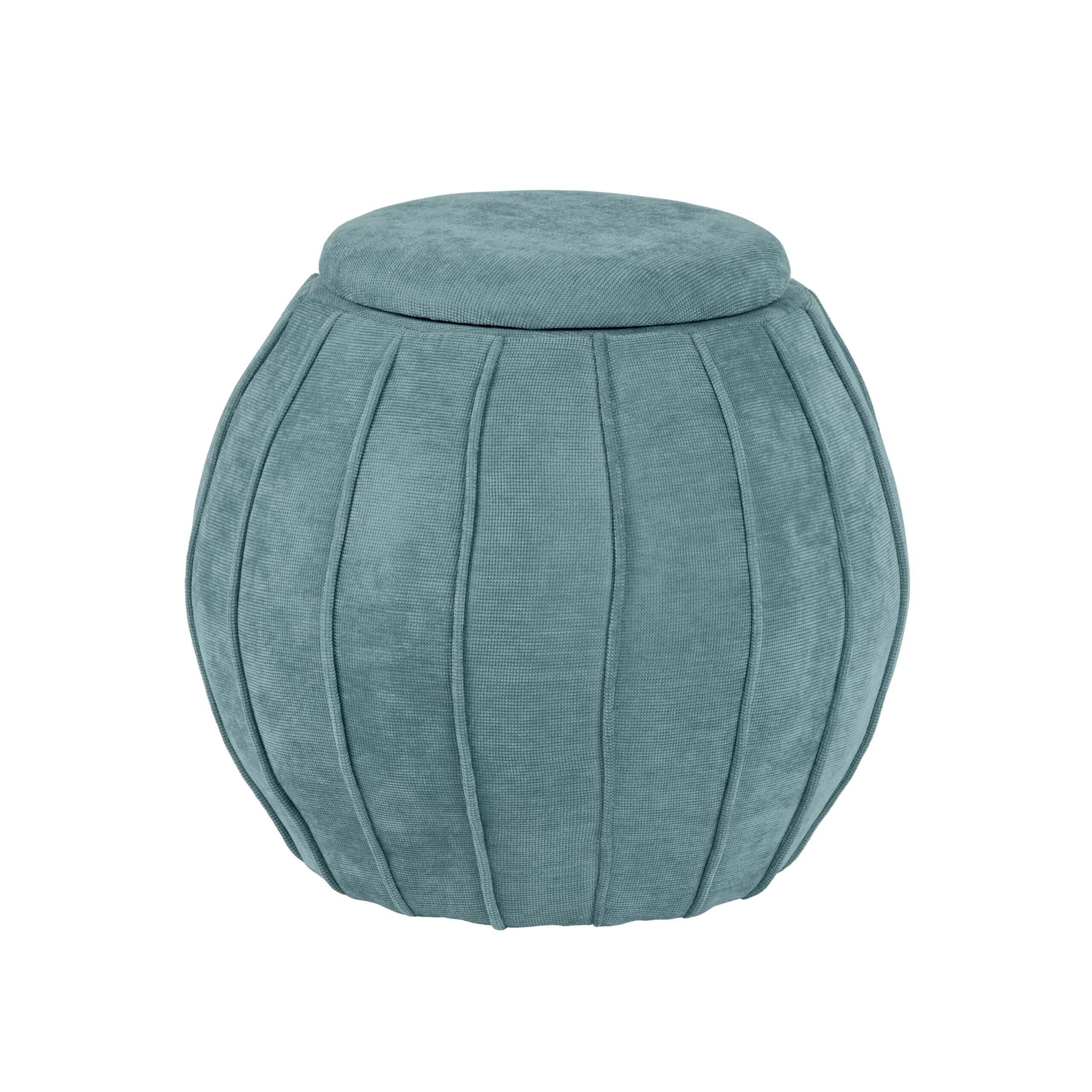Blue Green Chenille Storage Ottoman